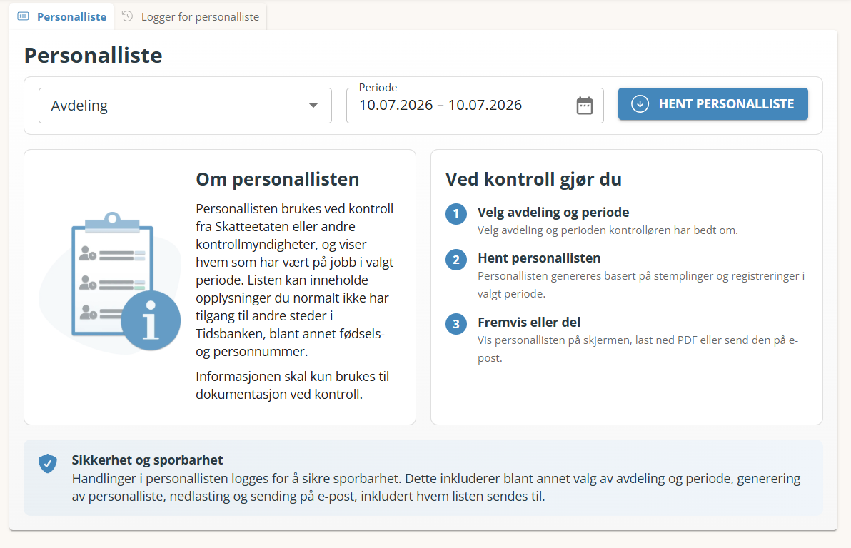 personalliste datovelger