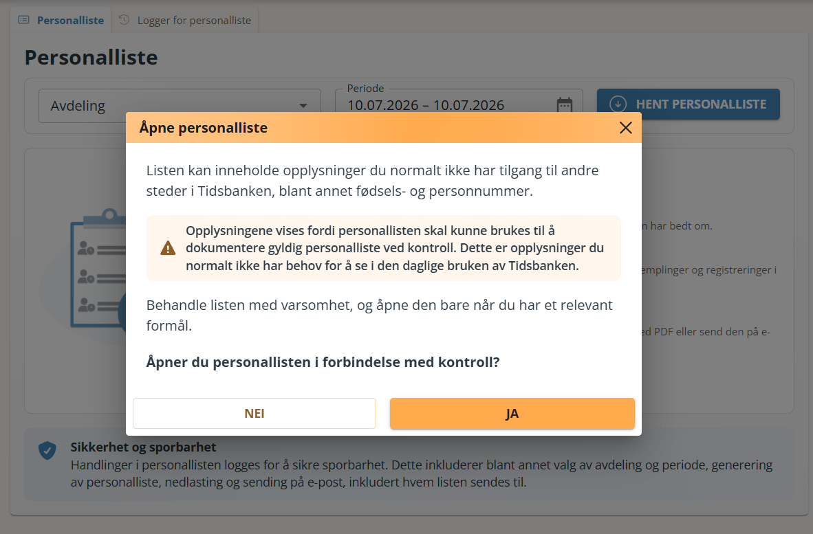 varsling ved uttak